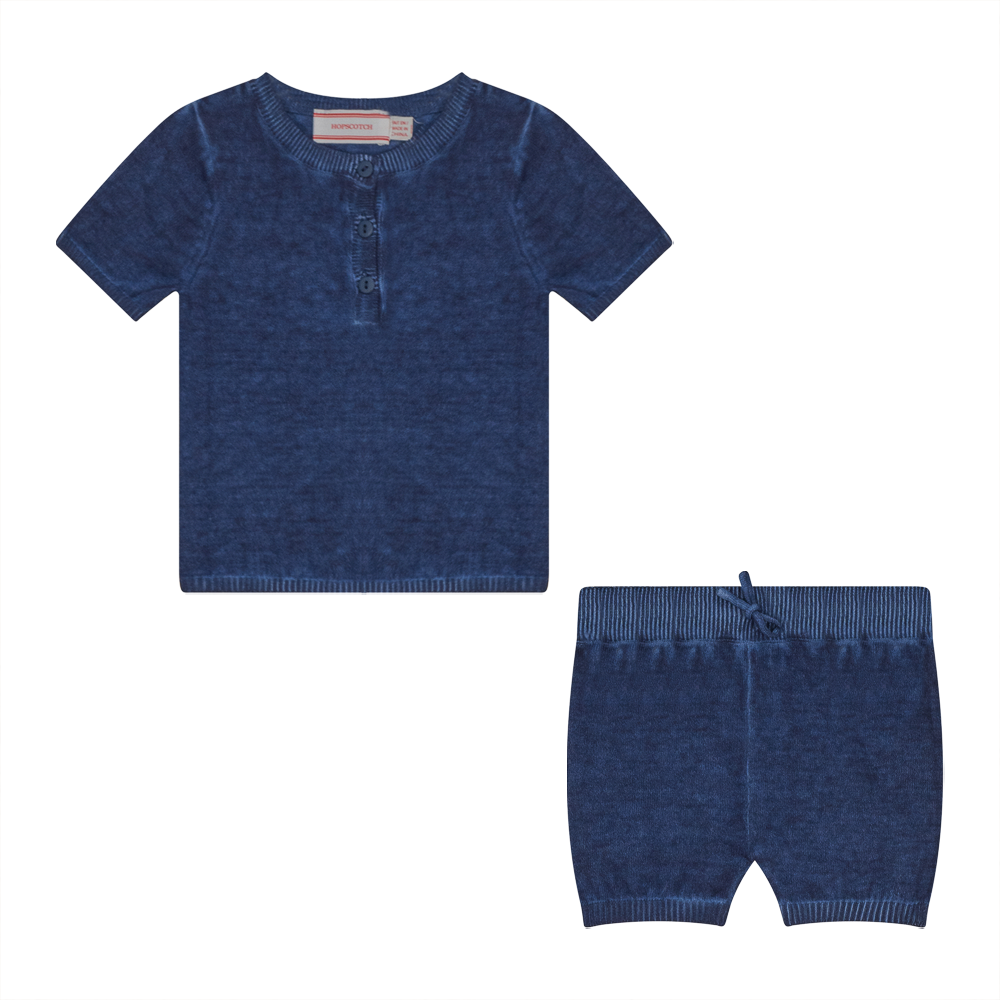 Hopscotch Crew Neck Baby Set - Dark Navy