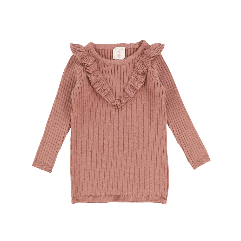Analogie by Lil Legs Ruffle Sweater - Rosewood