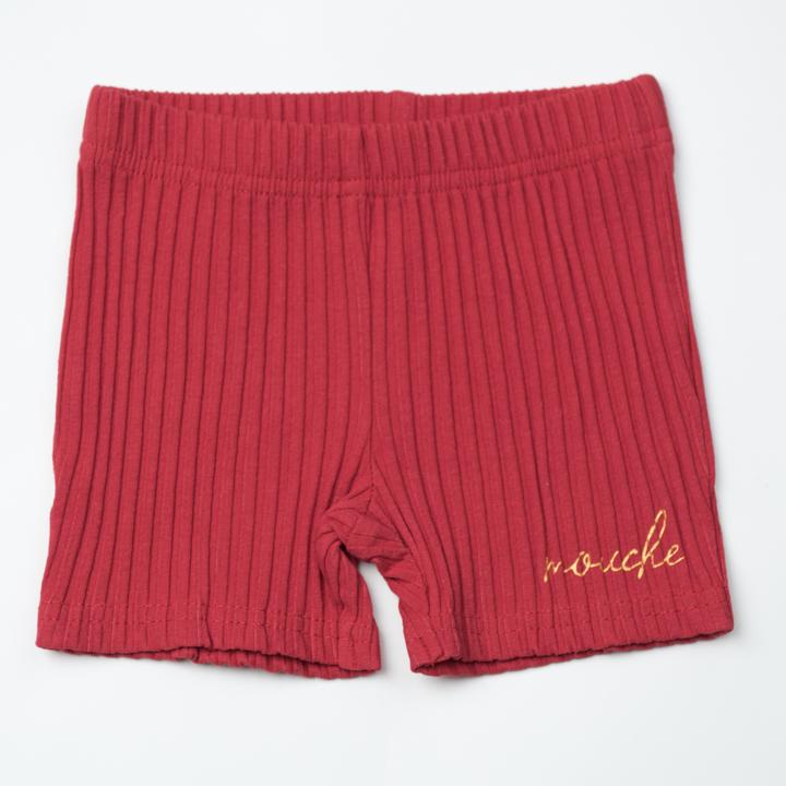 Mouche Kids Ribbed Shorts - Red