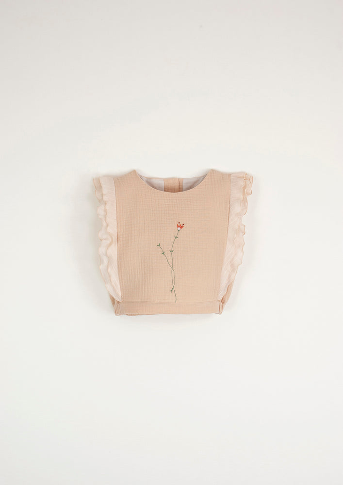 Popelin Organic Embroidered Top with Culotte Set