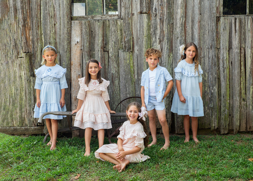 Teela Boys Suit - Blue Gingham