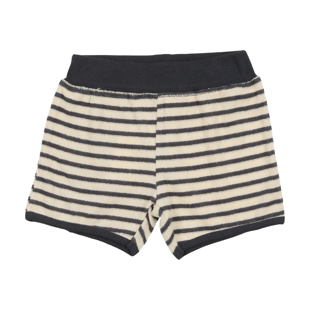 Analogie by Lil Legs Terry Shorts - Off Navy Stripe