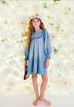 Porter Kids Ruffled Bib Denim Dress