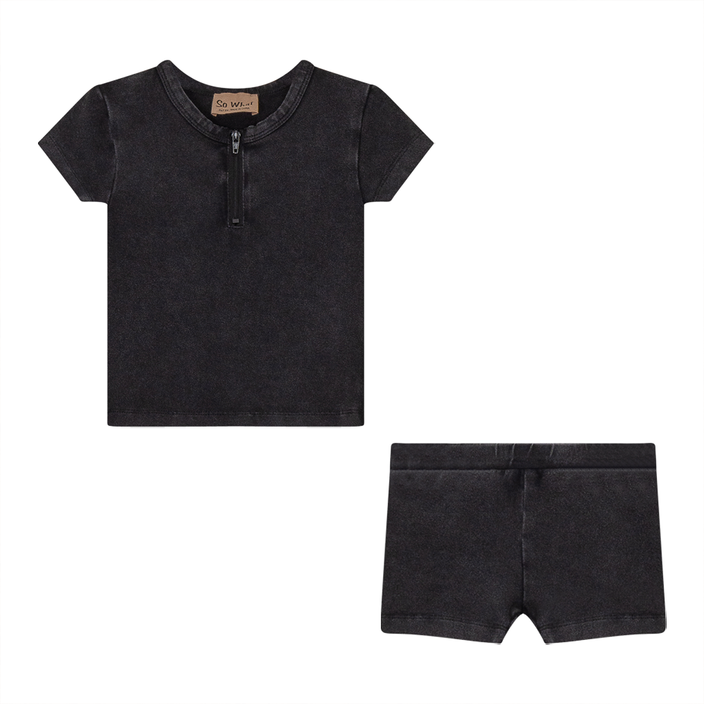 So What Distressed Baby Set - Black Wash