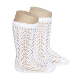 Condor Crochet Knee Sock - White