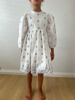 Petite Amalie Blue Rose Linen Dress