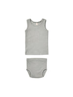 Quincy Mae Ribbed Tank and Bloomer Set - Sky