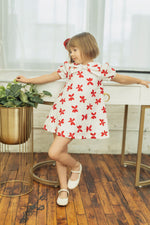 Clo Red and White Large Bow Dress
