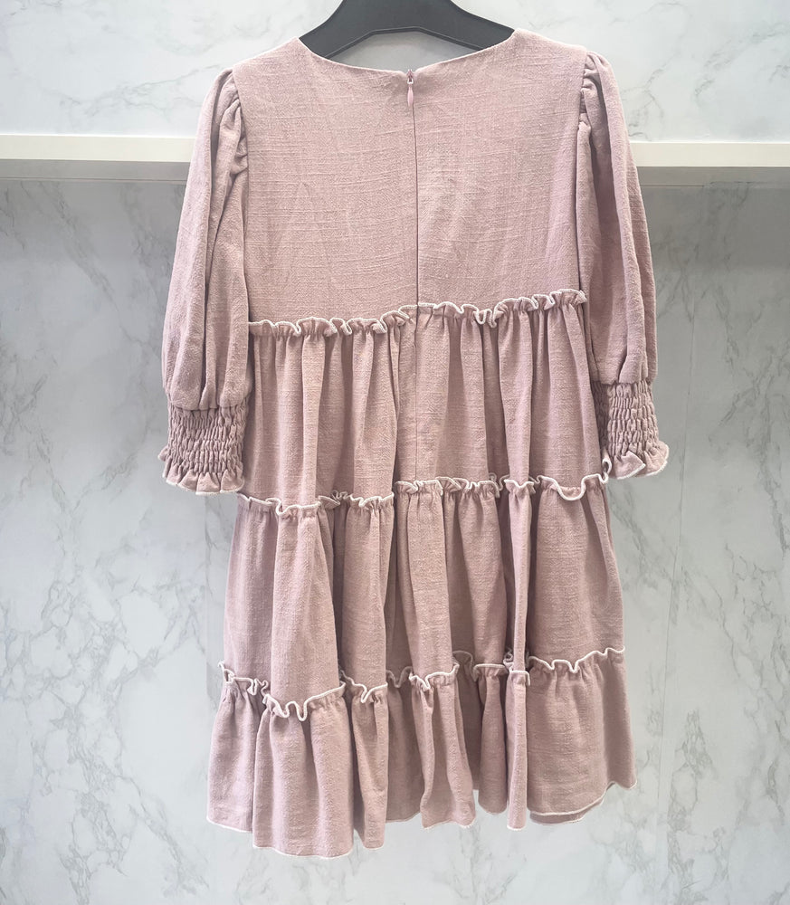 Nueces Dusty Pink Tabarca Embroidered Dress