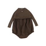Analogie by Lil Legs Knit Bubble Romper - Dark Walnut