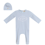 Fragile Logo Footie and Hat - Blue