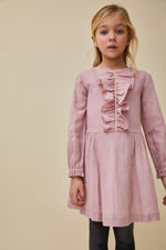 Nueces Pink and Gold Ruffle Dress