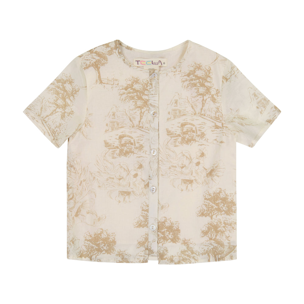 Teela Boys Gathered Shirt - Toile