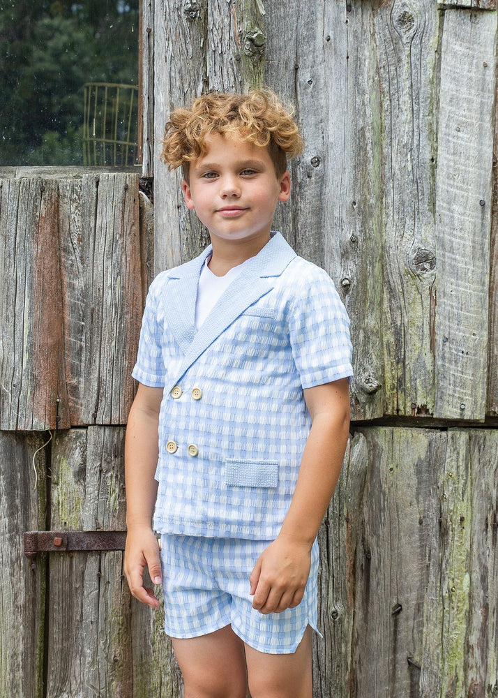 Teela Boys Suit - Blue Gingham