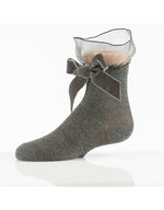 Zubii Tulle and Bow Ankle Sock - Charcoal
